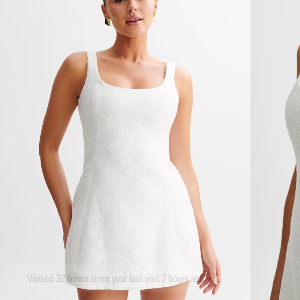 Elegant White Textured Mini Dress
